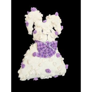 Vintage Handmade Polka Dot Bunny Rabbit Stuffed Animal White  Purple 9"